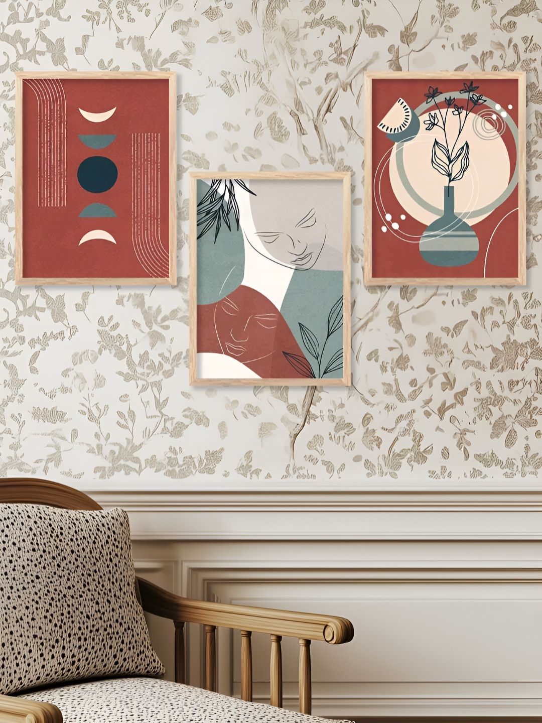 Kotart Brown & Green 3 Pieces Wooden Abstract Wall Arts-picture-16