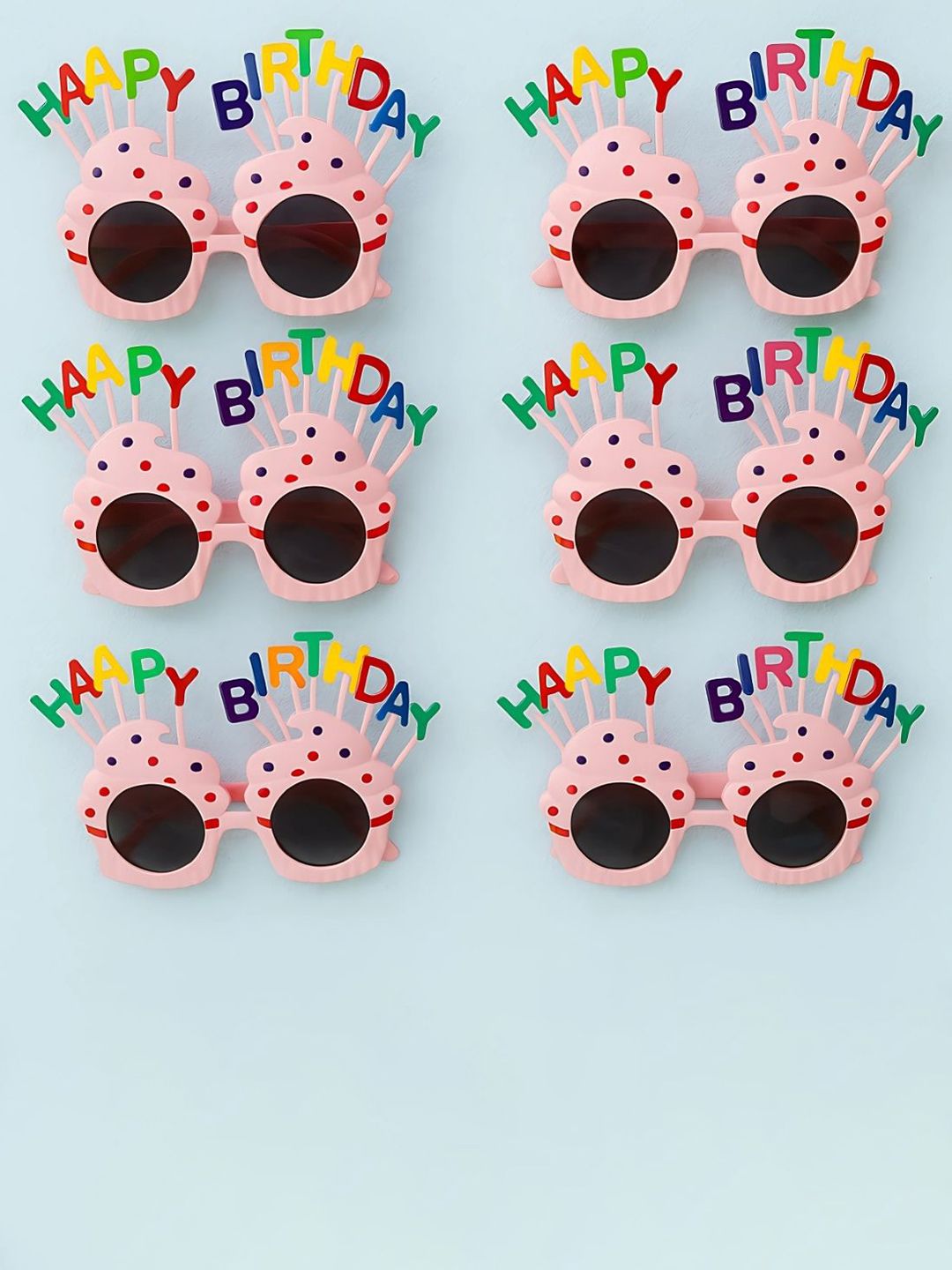 We3 Kids Pack Of 6 Sweet Cupcake Happy Birthday Sunglasses HBD goggles-Light Pink-PK6-picture-22