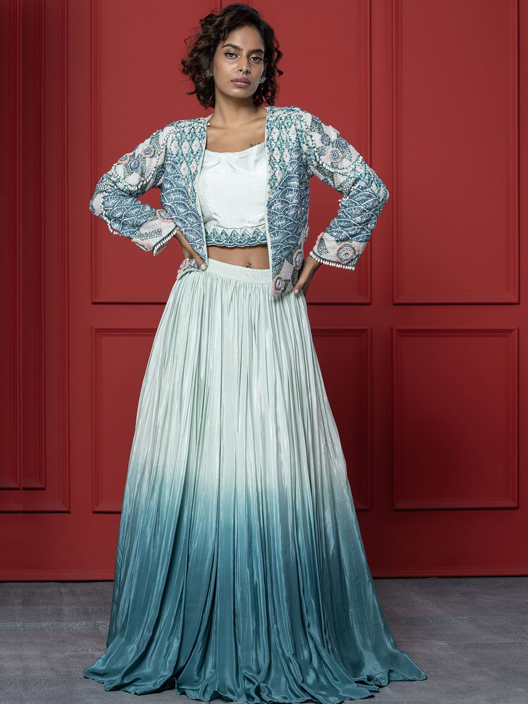 GloballyRonakRBafna Embroidered Sequinned Ready To Wear Lehenga Choli-image-34