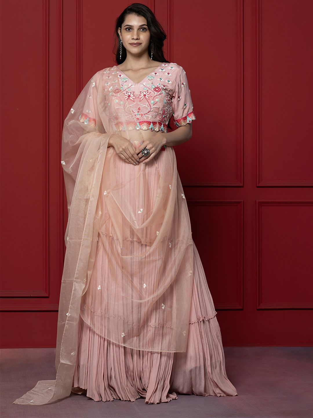 GloballyRonakRBafna Beads And Stones Ready To Wear Lehenga & Blouse With Dupatta-picture-14