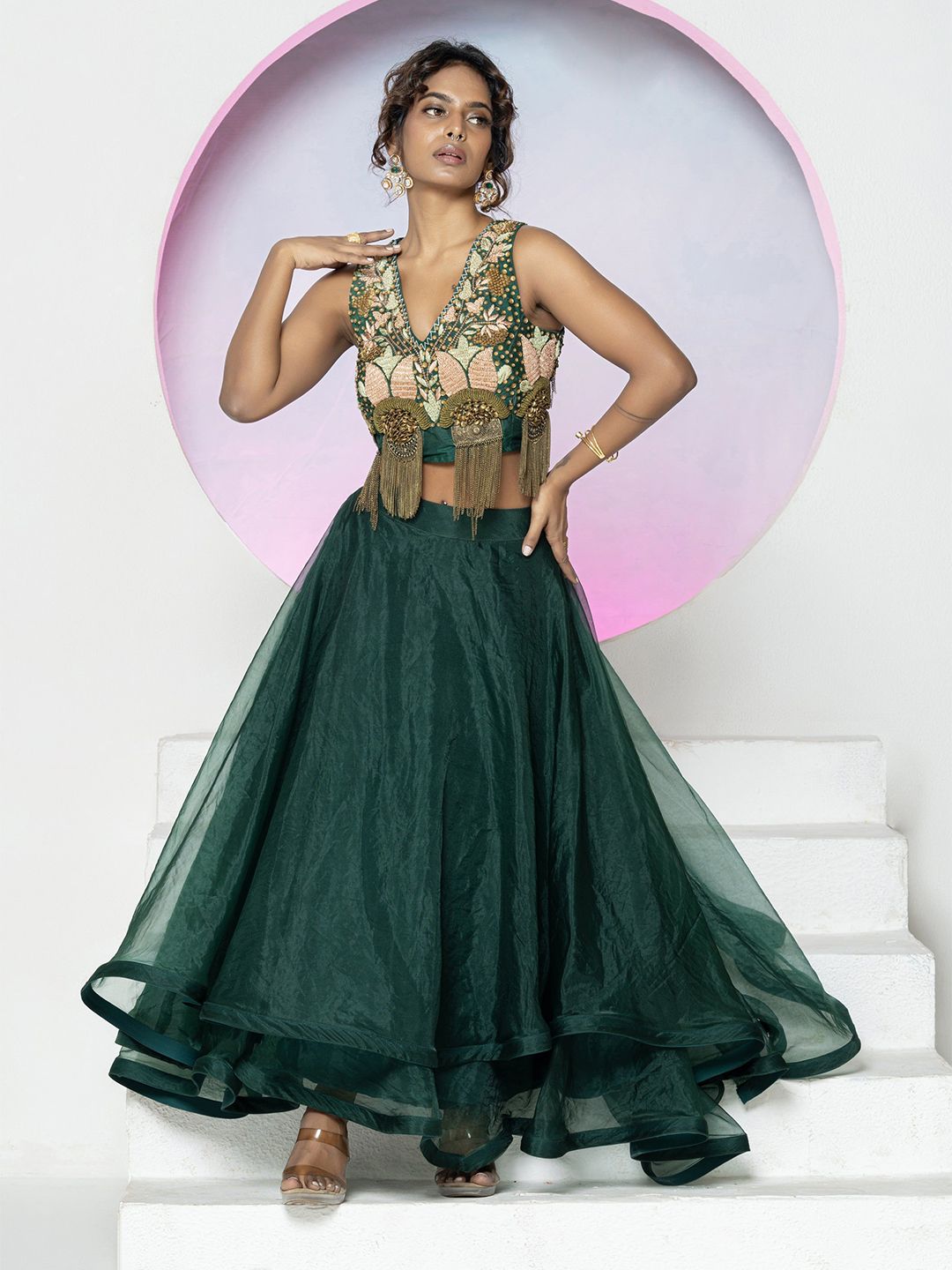 GloballyRonakRBafna Embellished Organza Unstiched Lehenga & Choli-picture-41