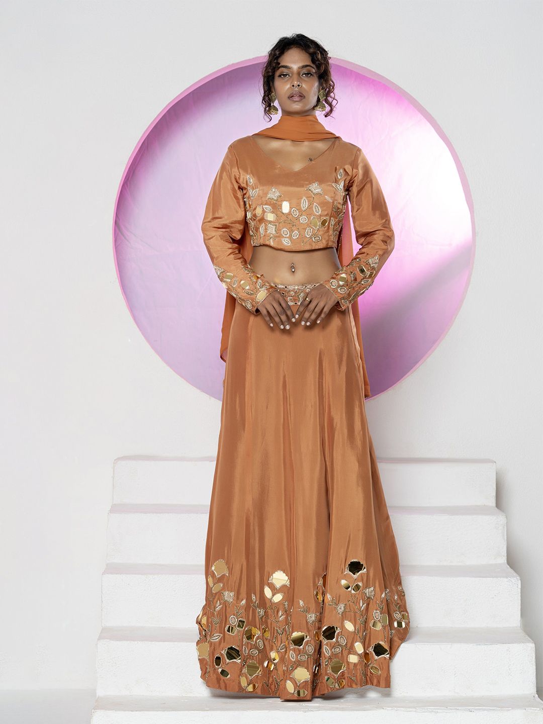GloballyRonakRBafna Embroidered Zardozi Ready To Wear Lehenga & Blouse With Dupatta-picture-39