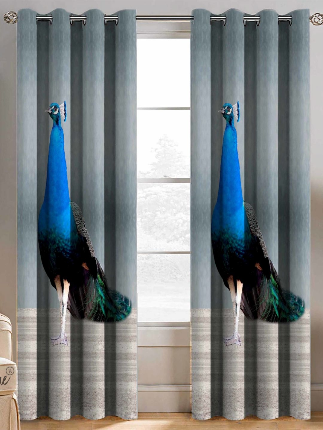 BELLA TRUE Blue & Green 2 Pieces Ethnic Motifs Printed Ripple Fold Long Door Curtains-picture-23