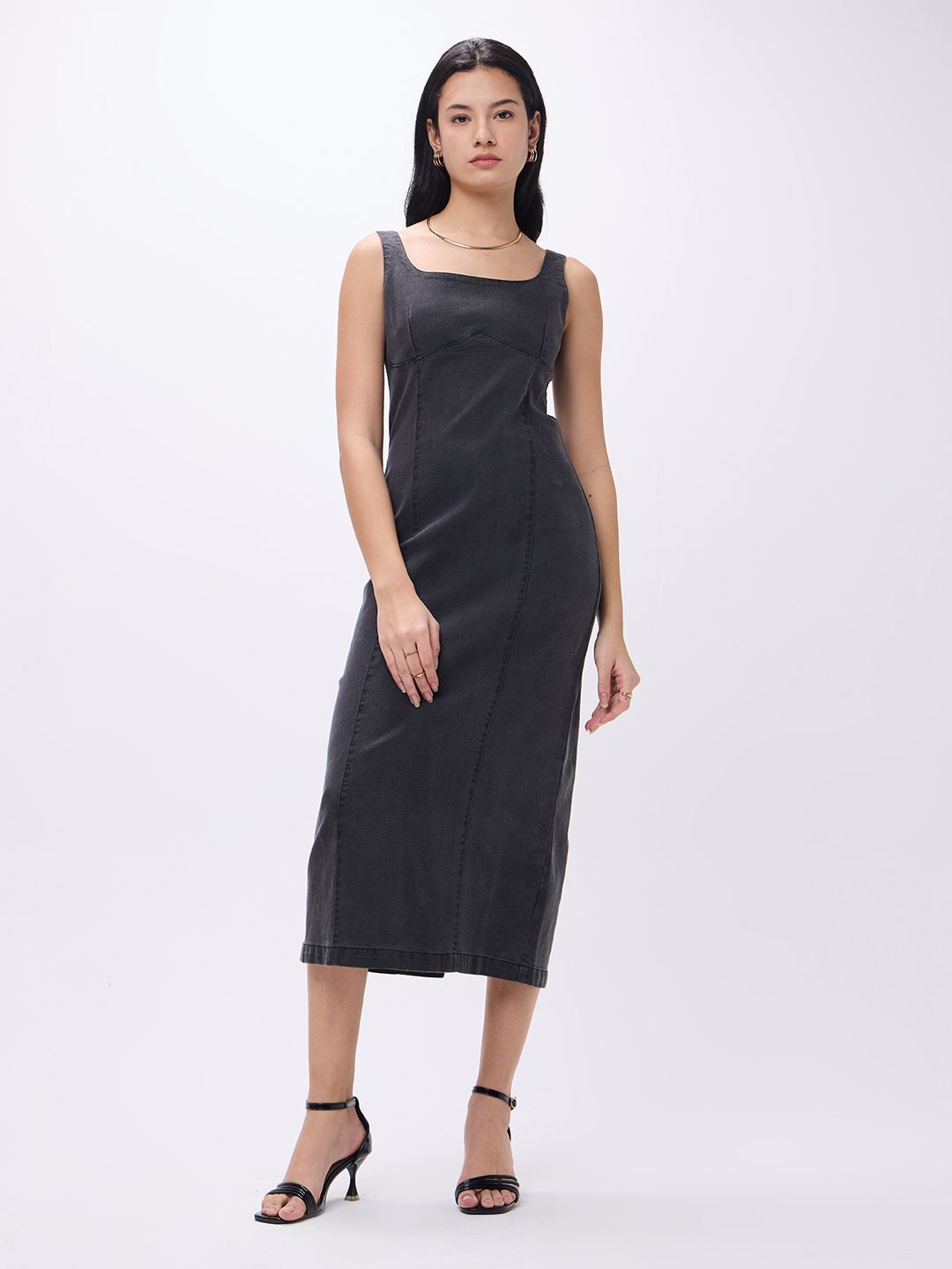 PUELLA Women Denim A-Line Midi Dress