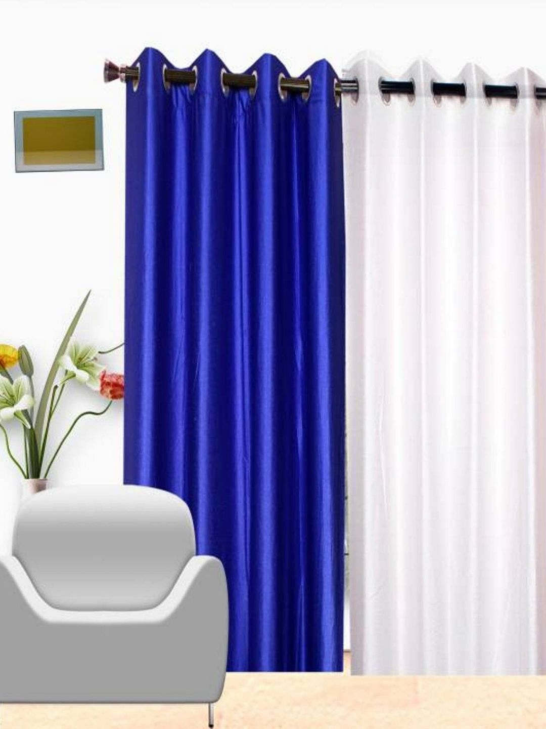 BELLA TRUE Blue & White 2 Pieces Window Curtains-picture-23