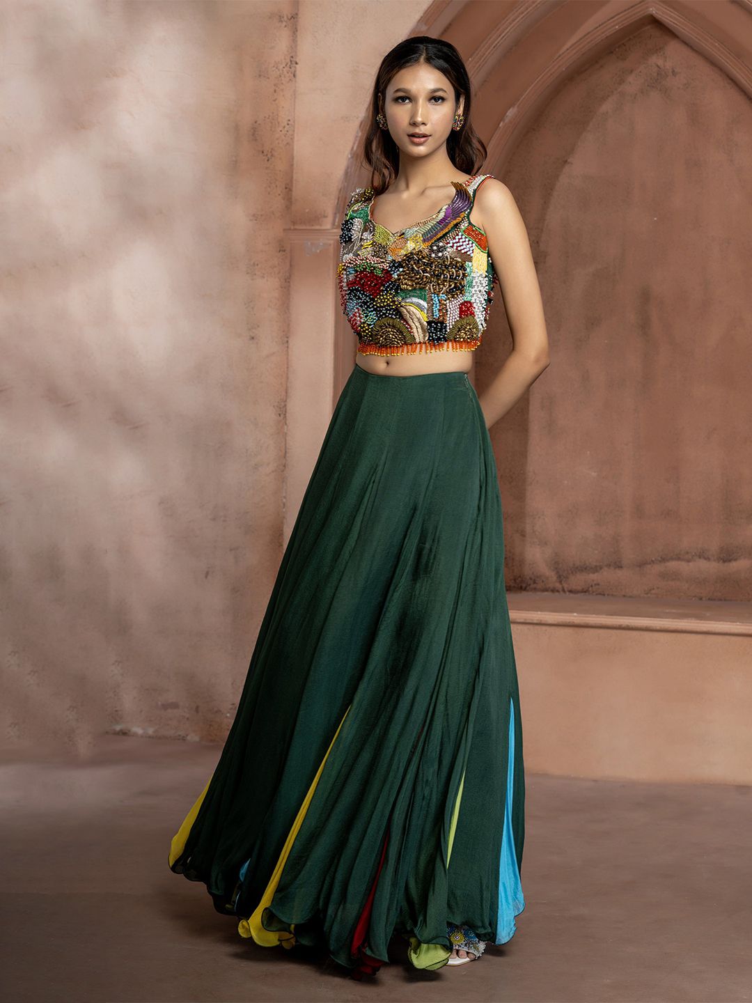 GloballyRonakRBafna Embellished Beads And Stones Made to Measure Lehenga & Blouse-picture-32