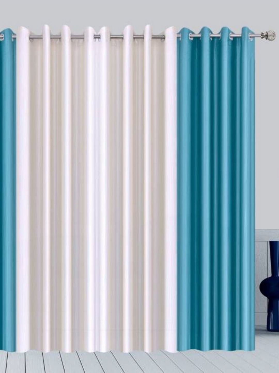 BELLA TRUE Blue & White 4 Pieces Window Curtains-picture-14