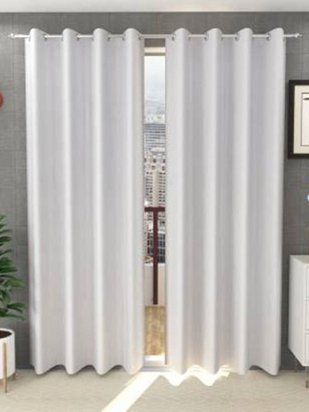 BELLA TRUE White 2 Pieces Long Door Curtains-image-32