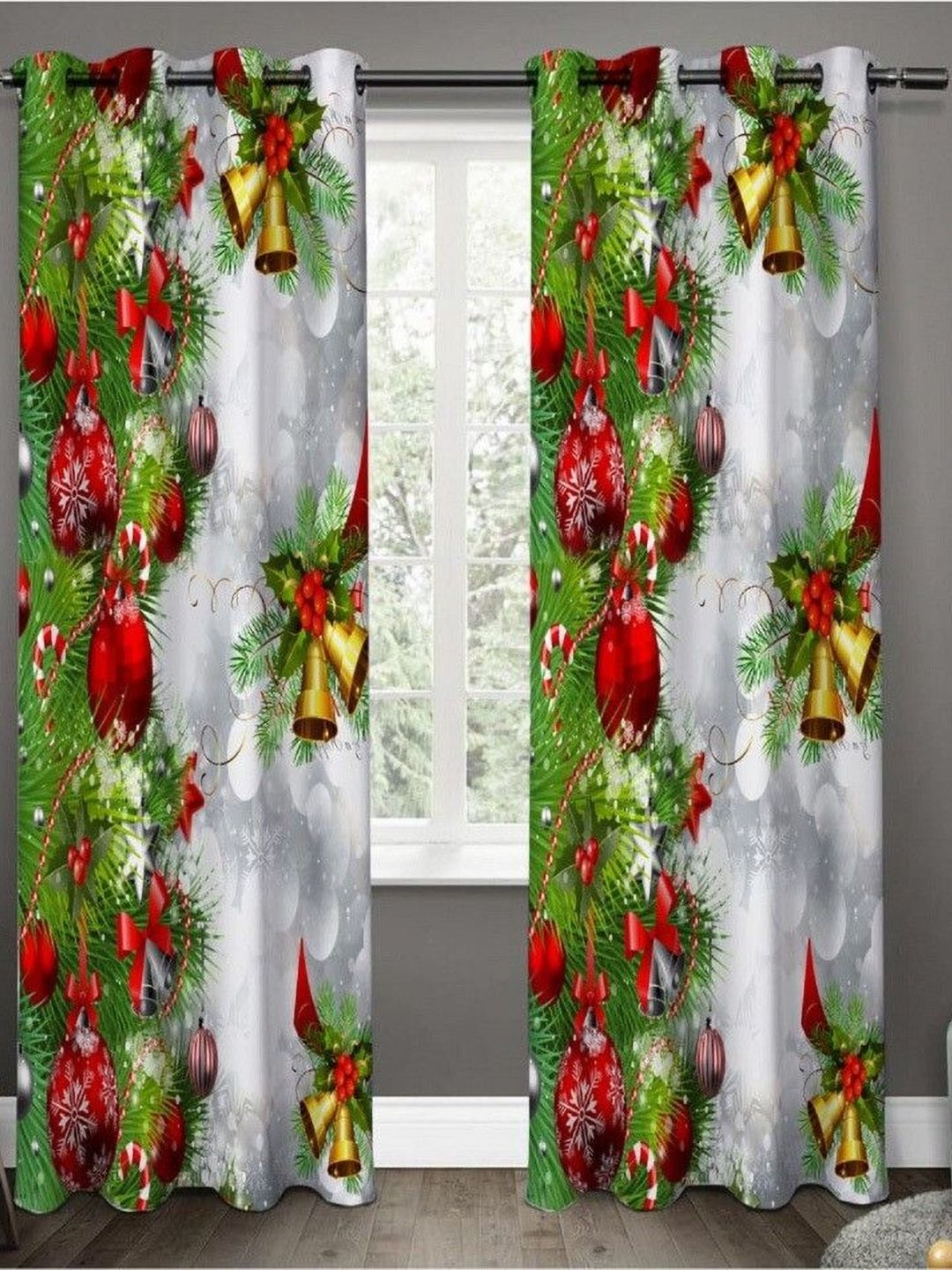BELLA TRUE White & Red 2 Pieces Quirky Ripple Fold Window Curtains-image-23