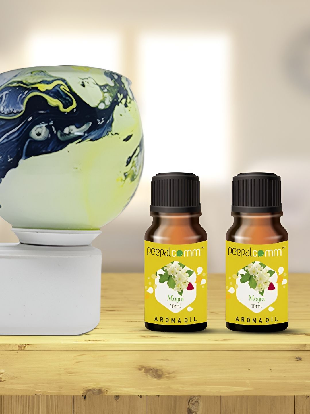 PEEPALCOMM 3Pc Green & White Marble-Printed Electric Aroma Oil Diffuser With Scented Oils-image-38
