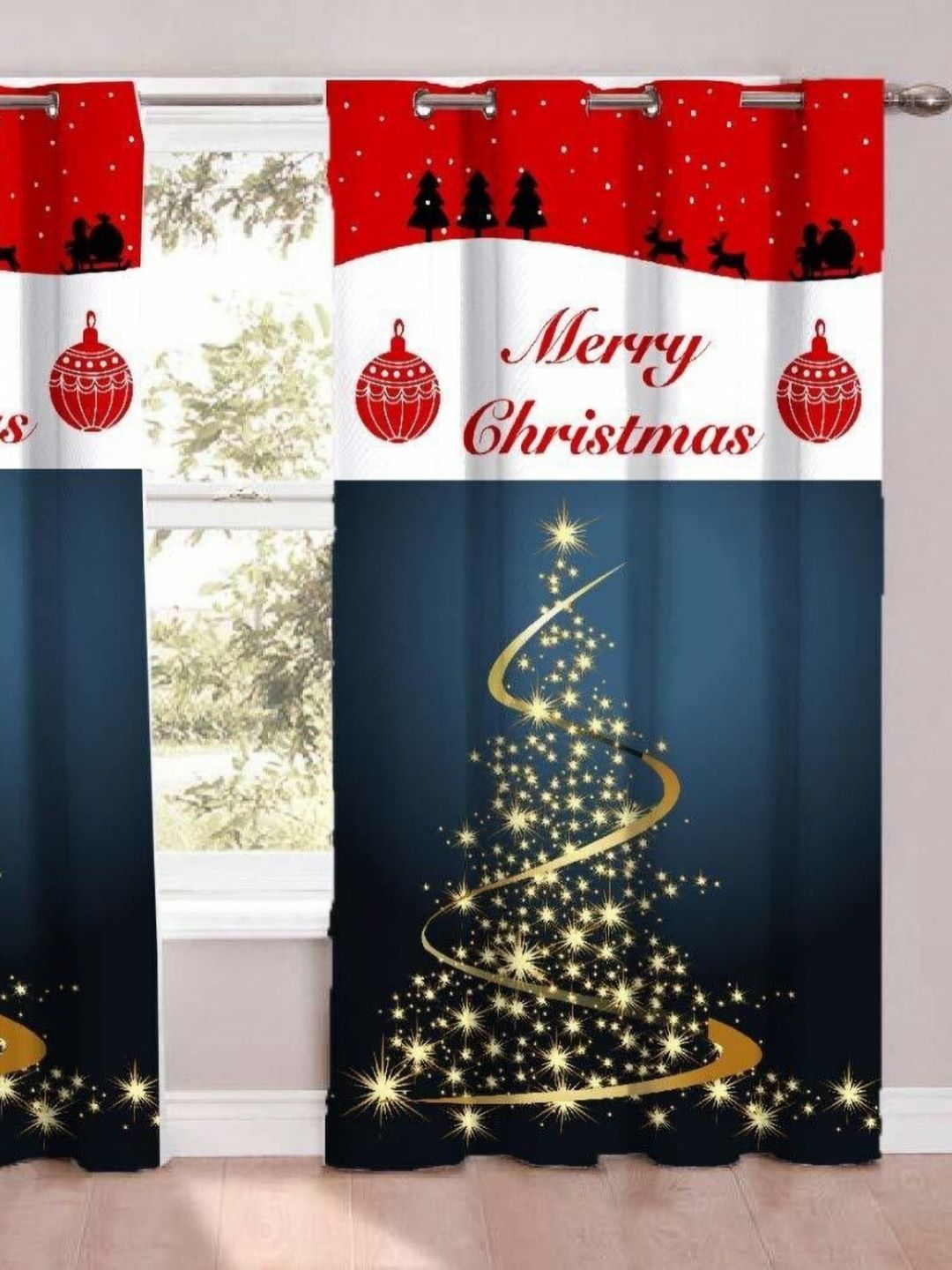 BELLA TRUE Blue & Green 2 Pieces Printed Door Curtains-picture-20