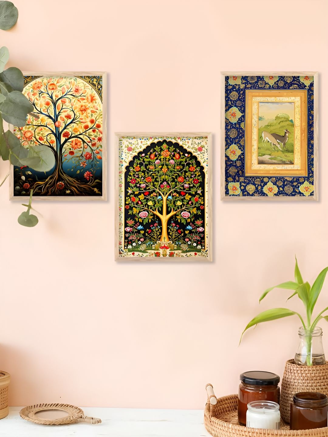 Kotart Brown & Yellow 3 Pieces Traditional Wooden Wall Arts-picture-34