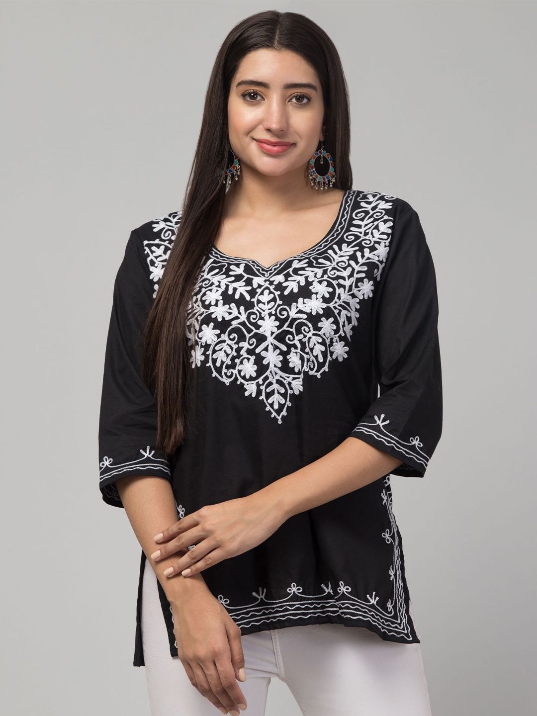 ILMA CREATION Women Floral Embroidered Round Neck Kurti-picture-27
