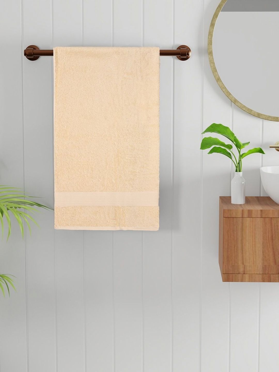 Bichauna Beige Cotton 525 GSM Bath Towel-image-3