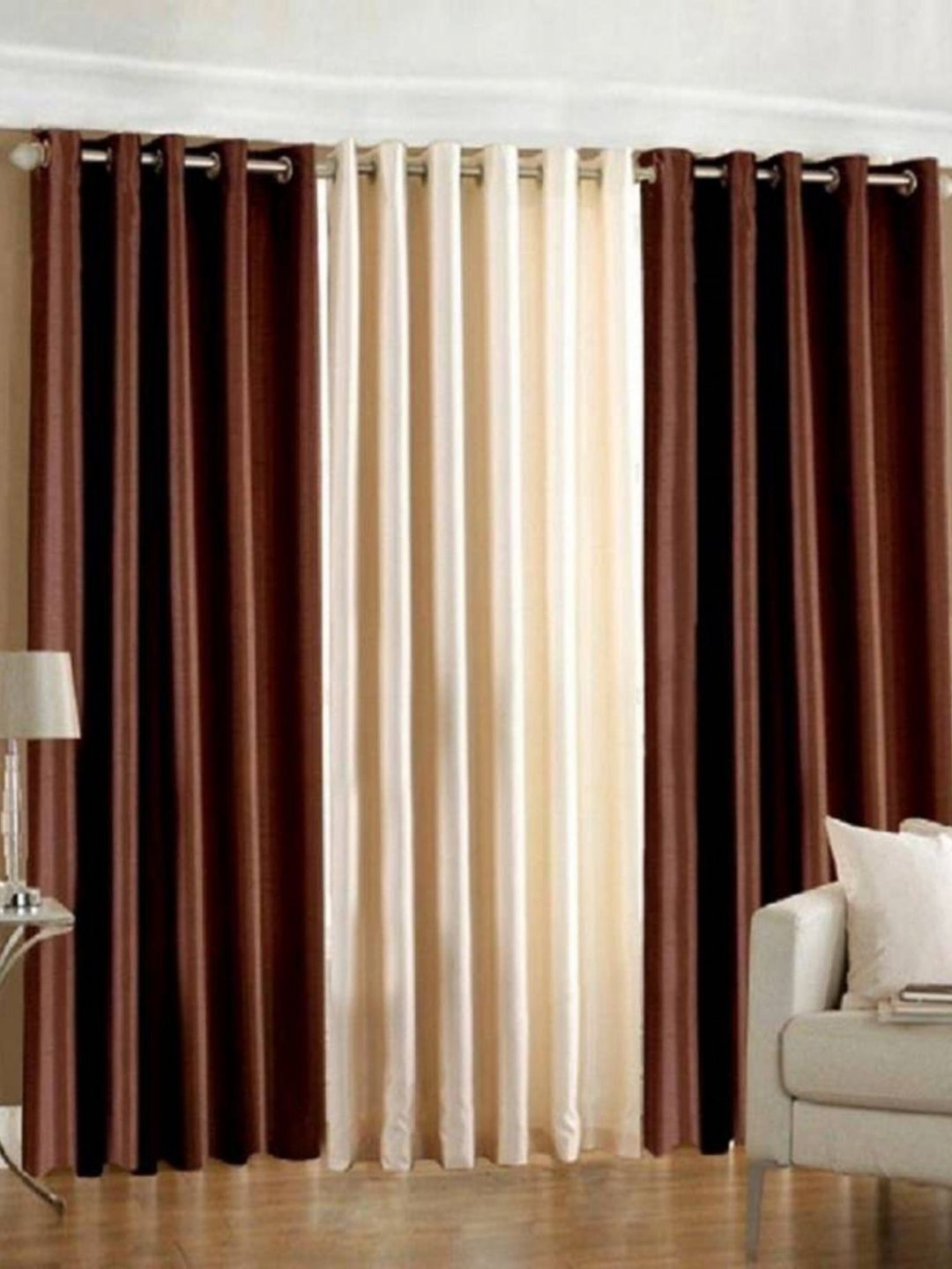 BELLA TRUE Brown & Cream 3 Pieces Door Curtains-picture-15