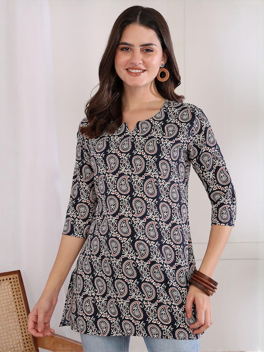 Moda Rapido Floral Printed V-Neck Kurti-picture-26