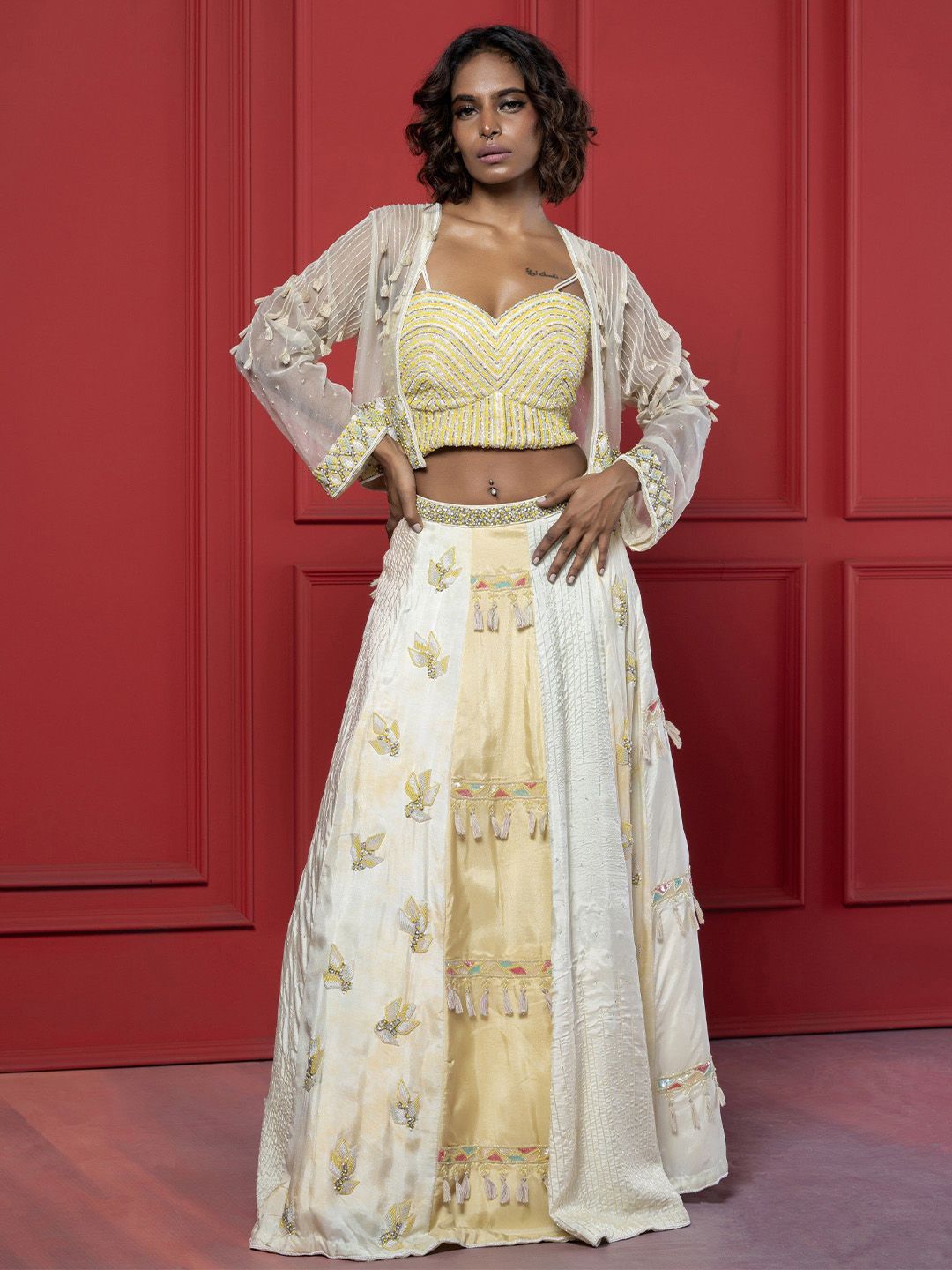 GloballyRonakRBafna Embroidered Beads And Stones Ready To Wear Lehenga Choli-picture-27