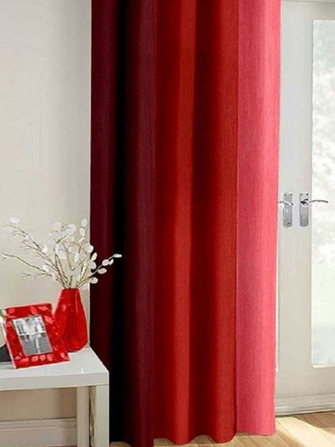 BELLA TRUE Red & Pink Colourblocked Window Curtain-image-8