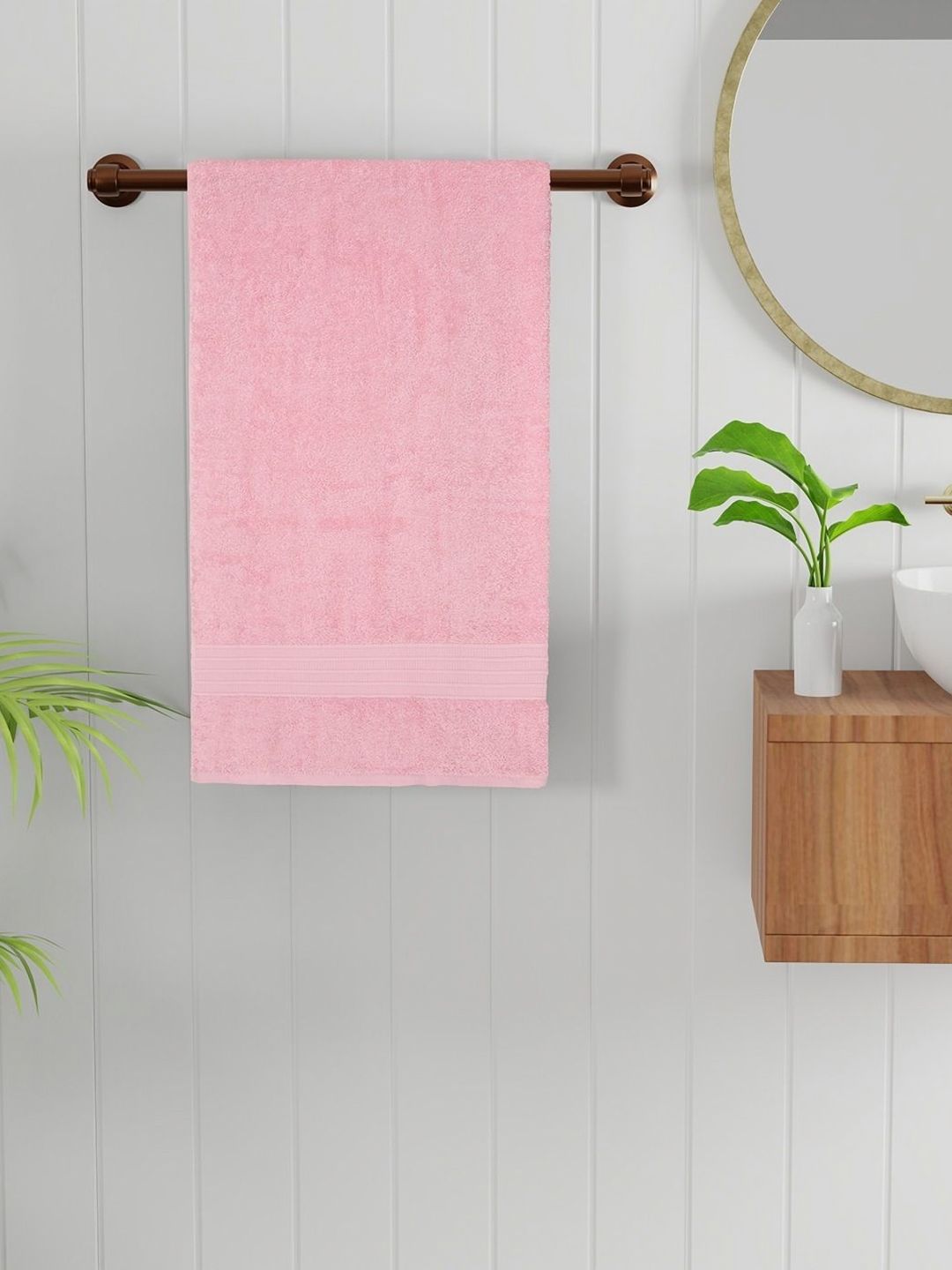 Bichauna Pink Cotton 525 GSM Bath Towel-image-14