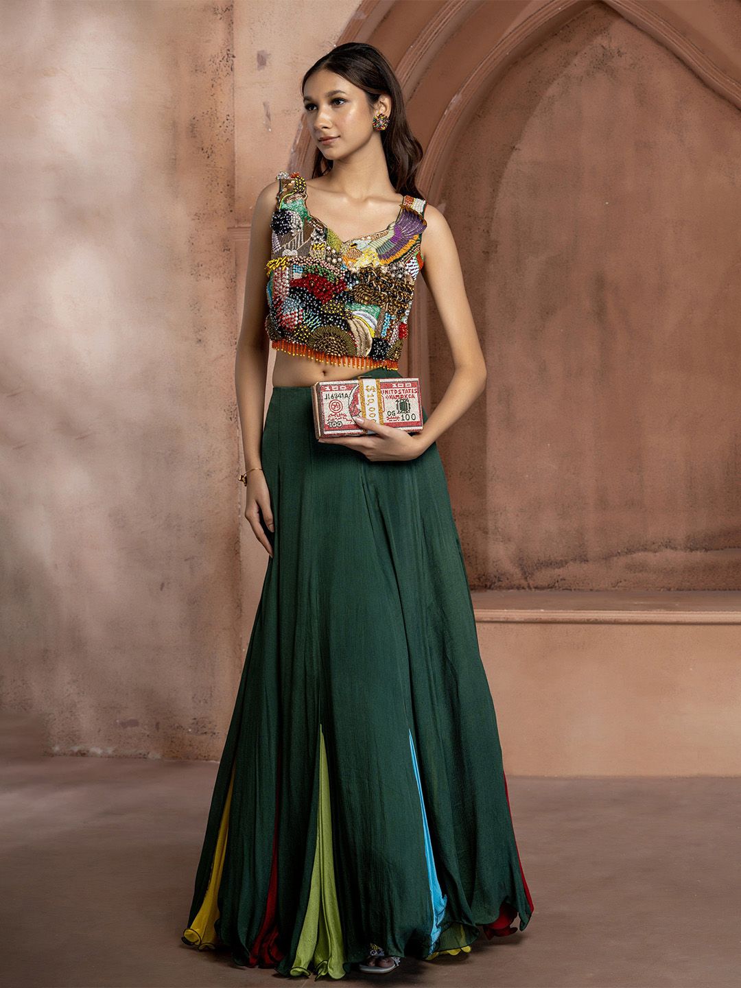 GloballyRonakRBafna Embellished Beads And Stones Ready to Wear Lehenga &-picture-33