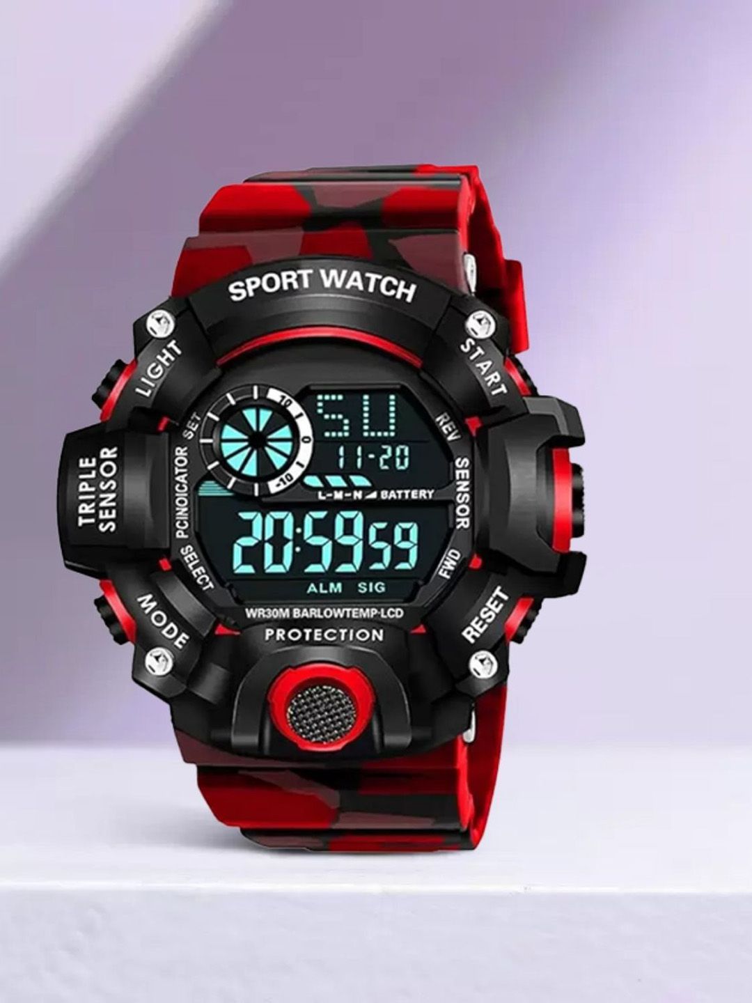 SELLORIA Men Dial & Bracelet Style Straps Digital Multi Function Watch G_Shcck_Red_military-image-4