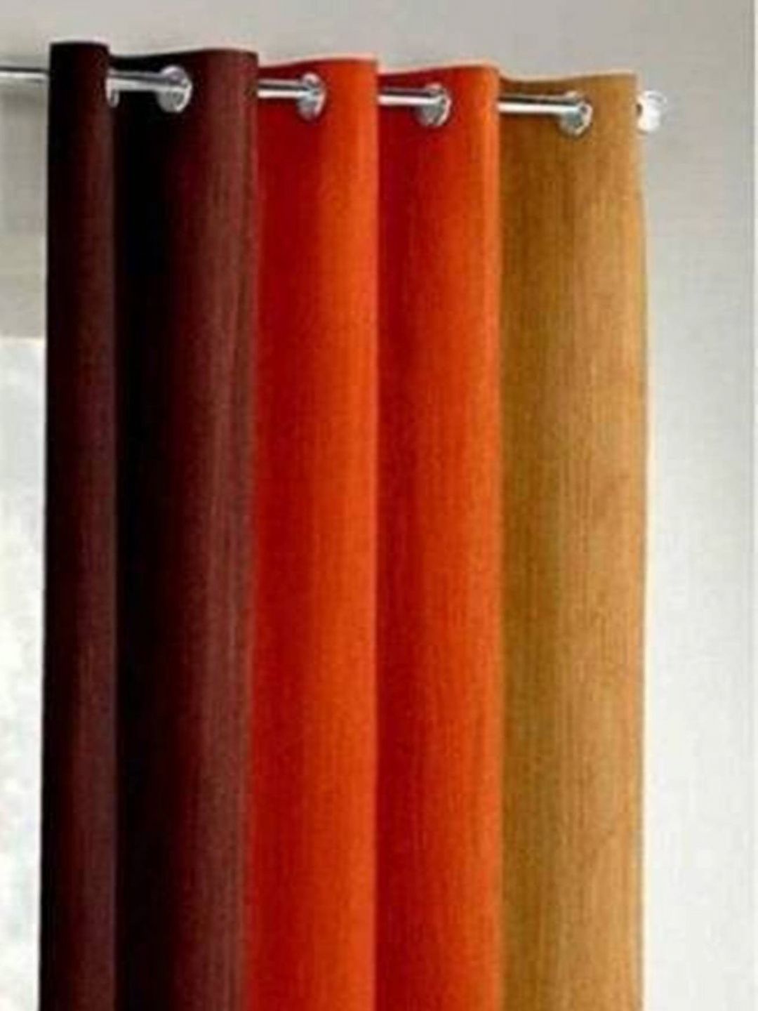 BELLA TRUE Maroon & Orange Striped Door Curtain-image-31