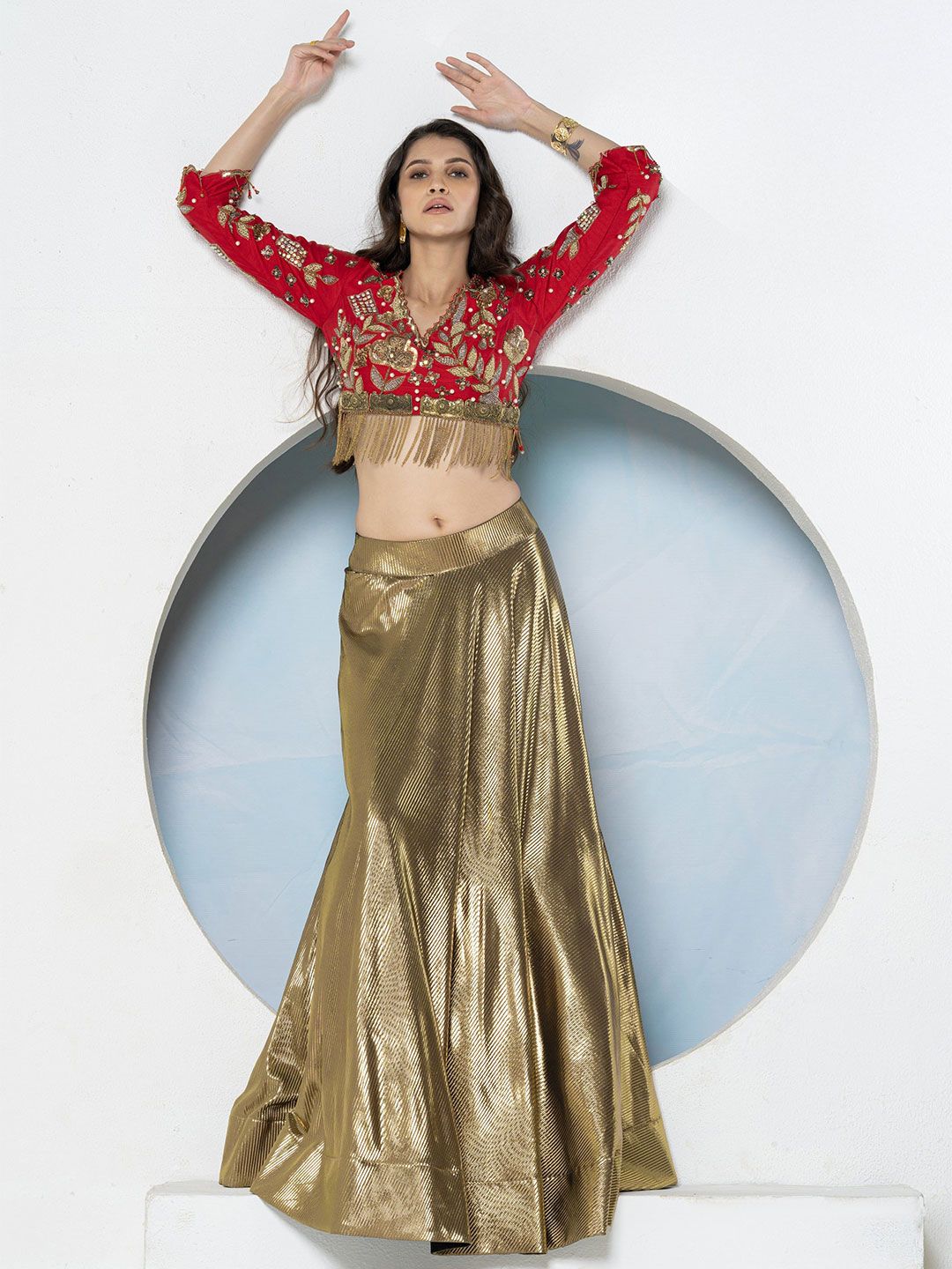 GloballyRonakRBafna Embroidered Sequinned Ready to Wear Lehenga Choli-image-37