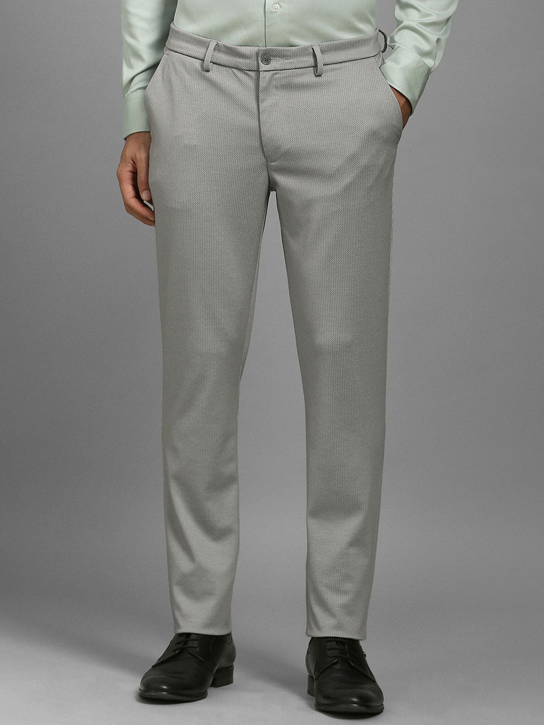 Louis Philippe Men Textured Slim Fit Mid-Rise Formal Trouser