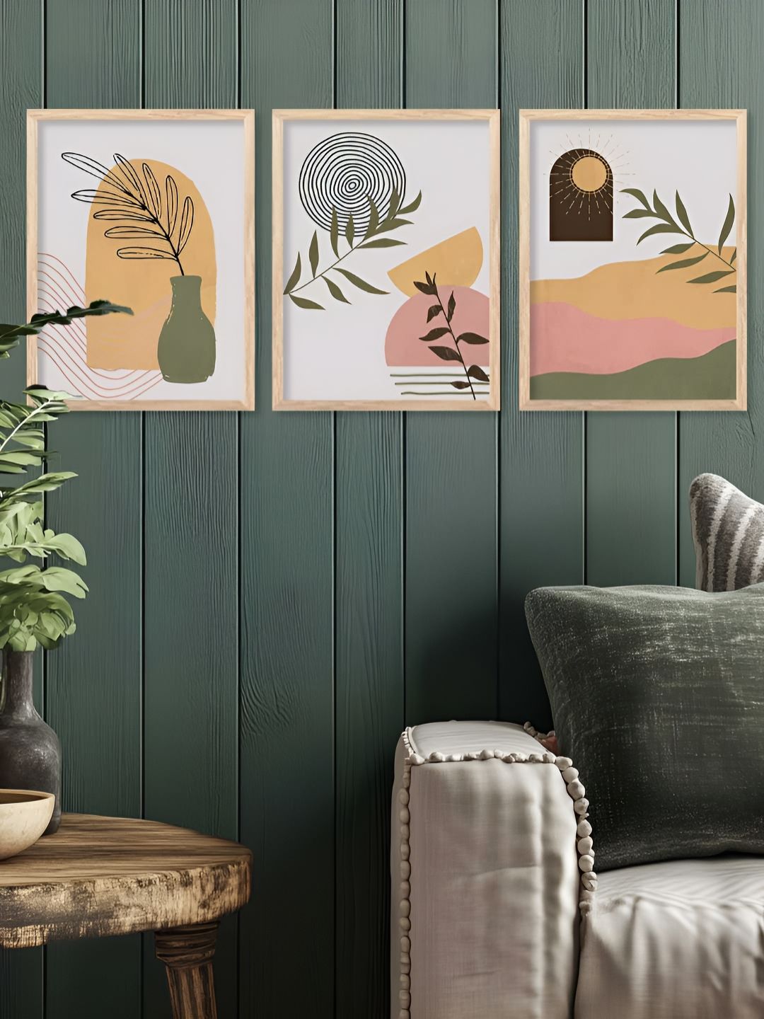 Kotart Brown & White 3 Pieces Modern Wooden Wall Arts-picture-12