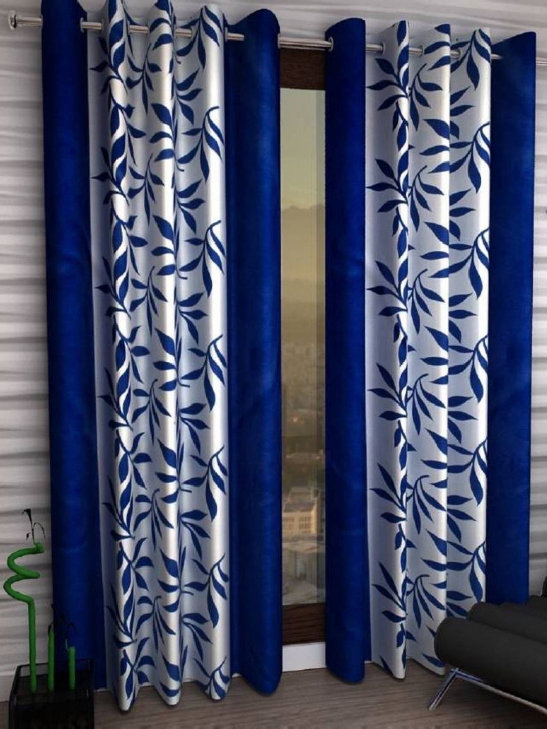 BELLA TRUE Blue & White 2 Pieces Ethnic Motifs Door Curtains-picture-26
