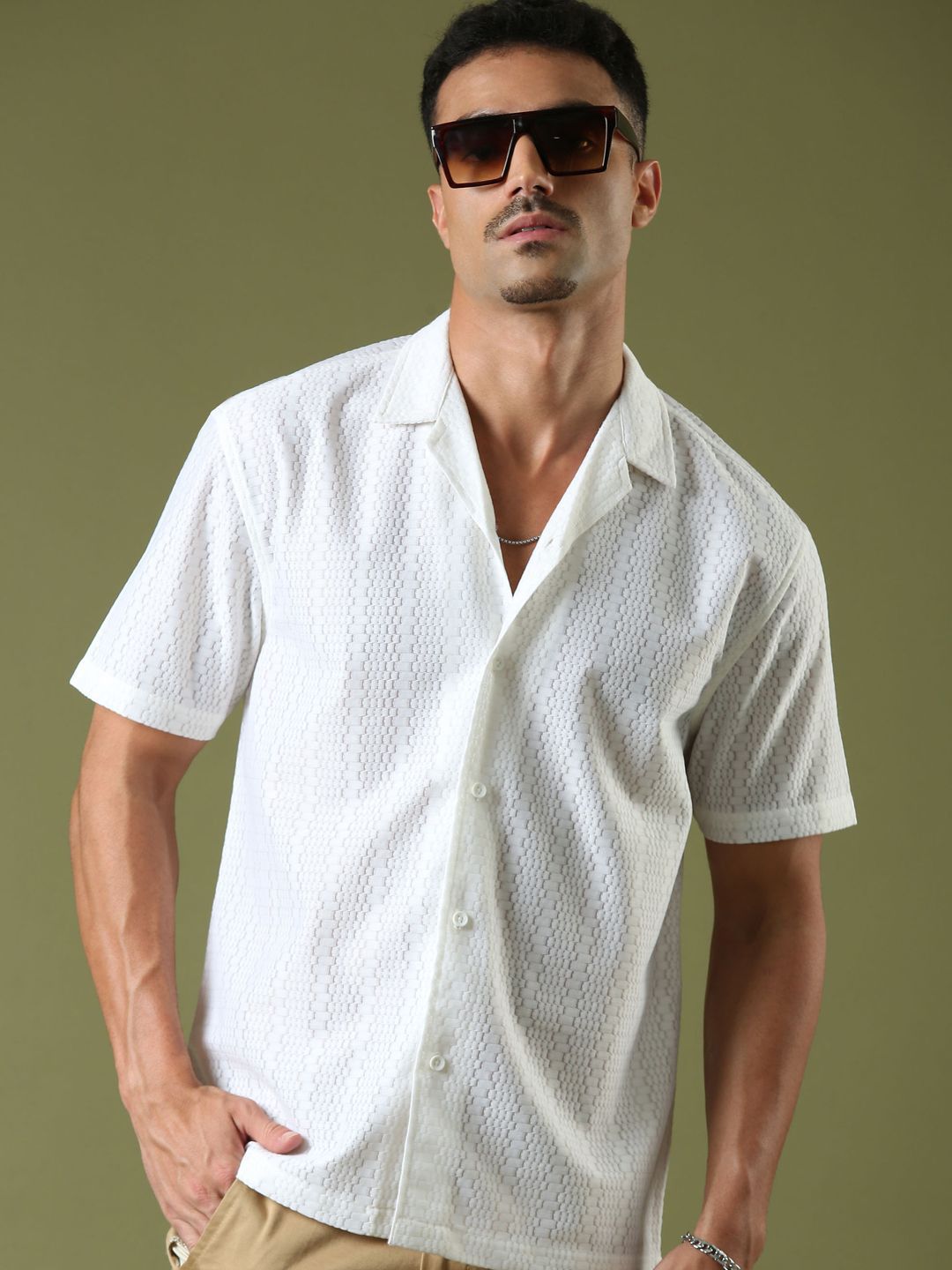 THE BEETEL HOUSE Men Textured Relaxed Casual Shirt-picture-21