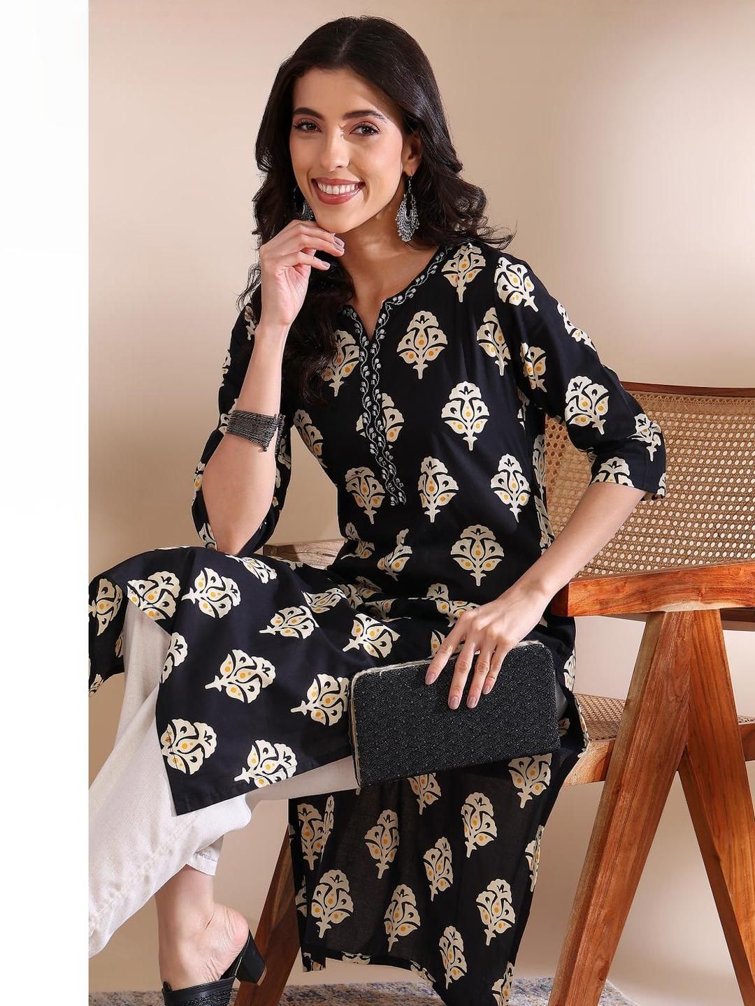 RAINDROP Women Black Kurtas-picture-15