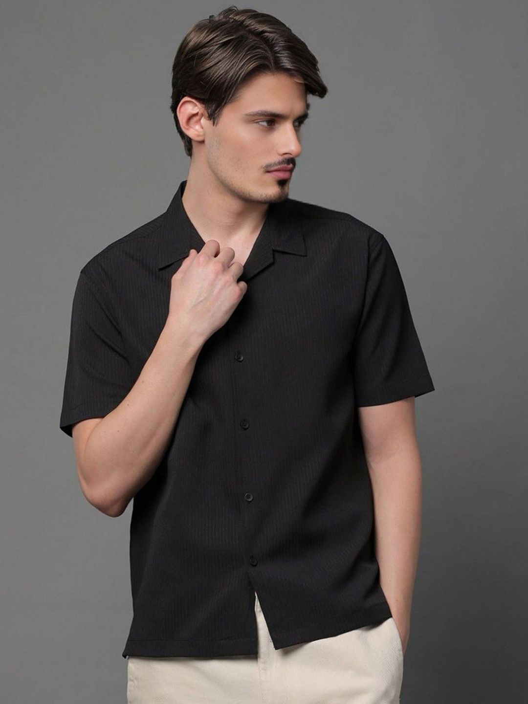 Moda Rapido Men Striped Cutaway Collar Casual Shirt-picture-29