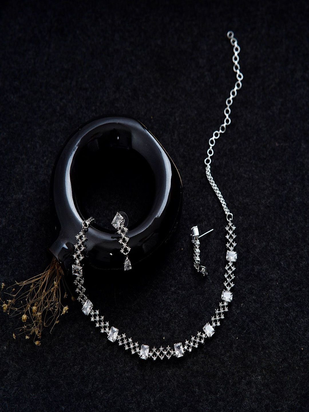 Gemron Jewel Rhodium-Plated American Diamond Jewellery Set-picture-31