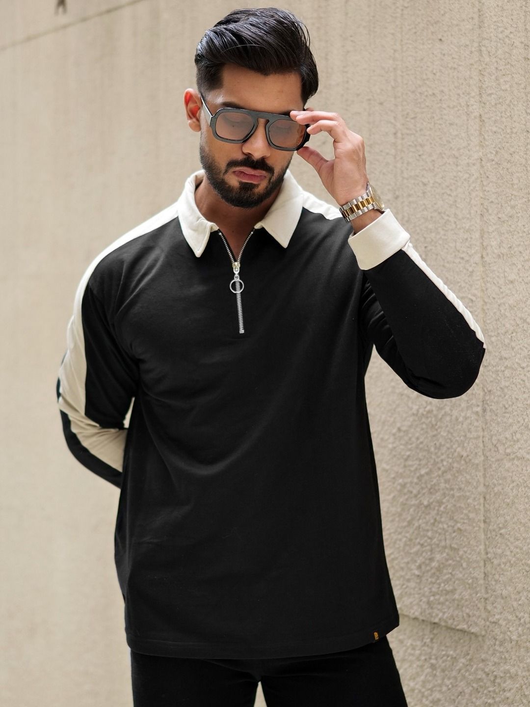 Maniac Men Colourblocked Polo Collar Cotton T-shirt-picture-12