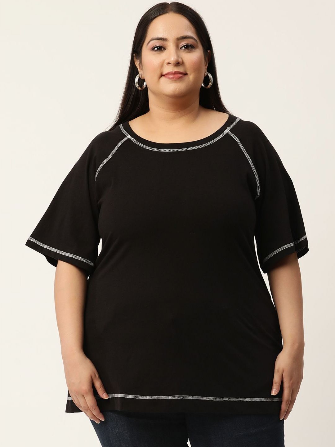 theRebelinme Women Plus Size Round Neck Cotton T-shirt-picture-21