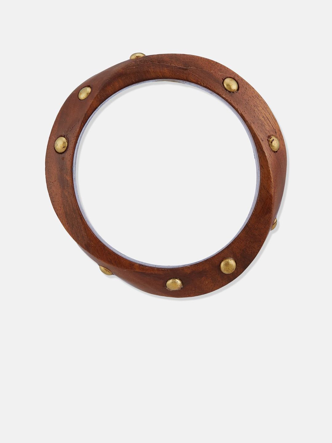 ATIBELLE Set Of 3 Gold-Plated Beaded & Round-Square Twisted Shaped Wooden Bangles