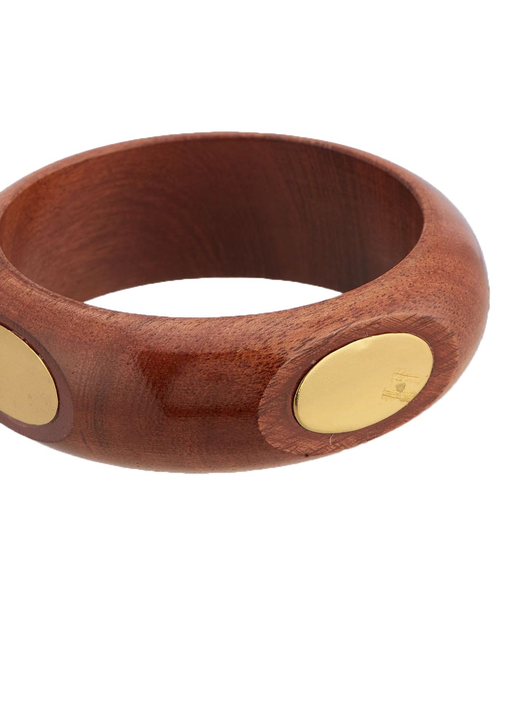 ATIBELLE Set Of 3 Gold-Plated Round-Square Twisted Shaped Wooden Bangles