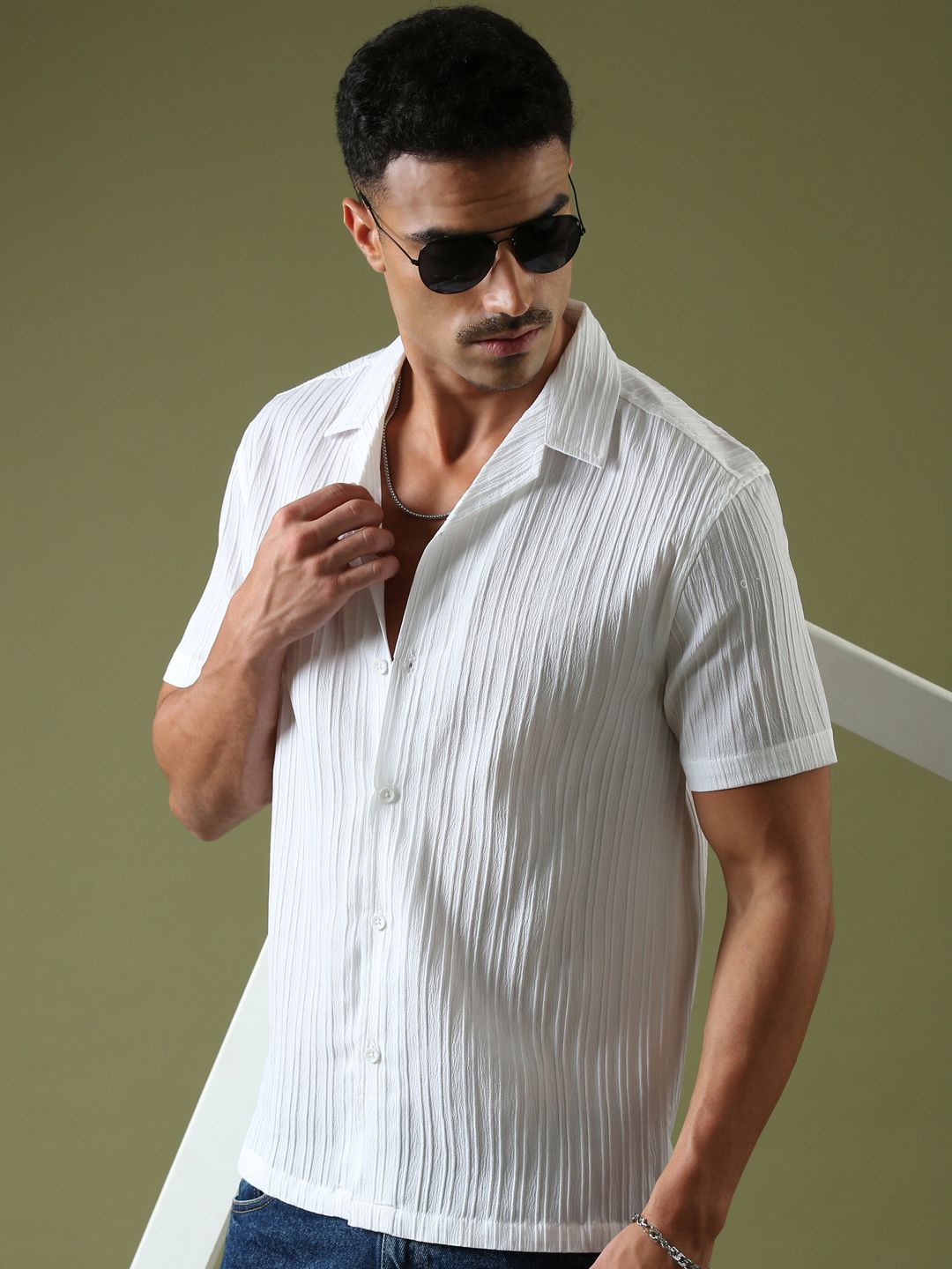 THE BEETEL HOUSE Men Textured Relaxed Casual Shirt-picture-22
