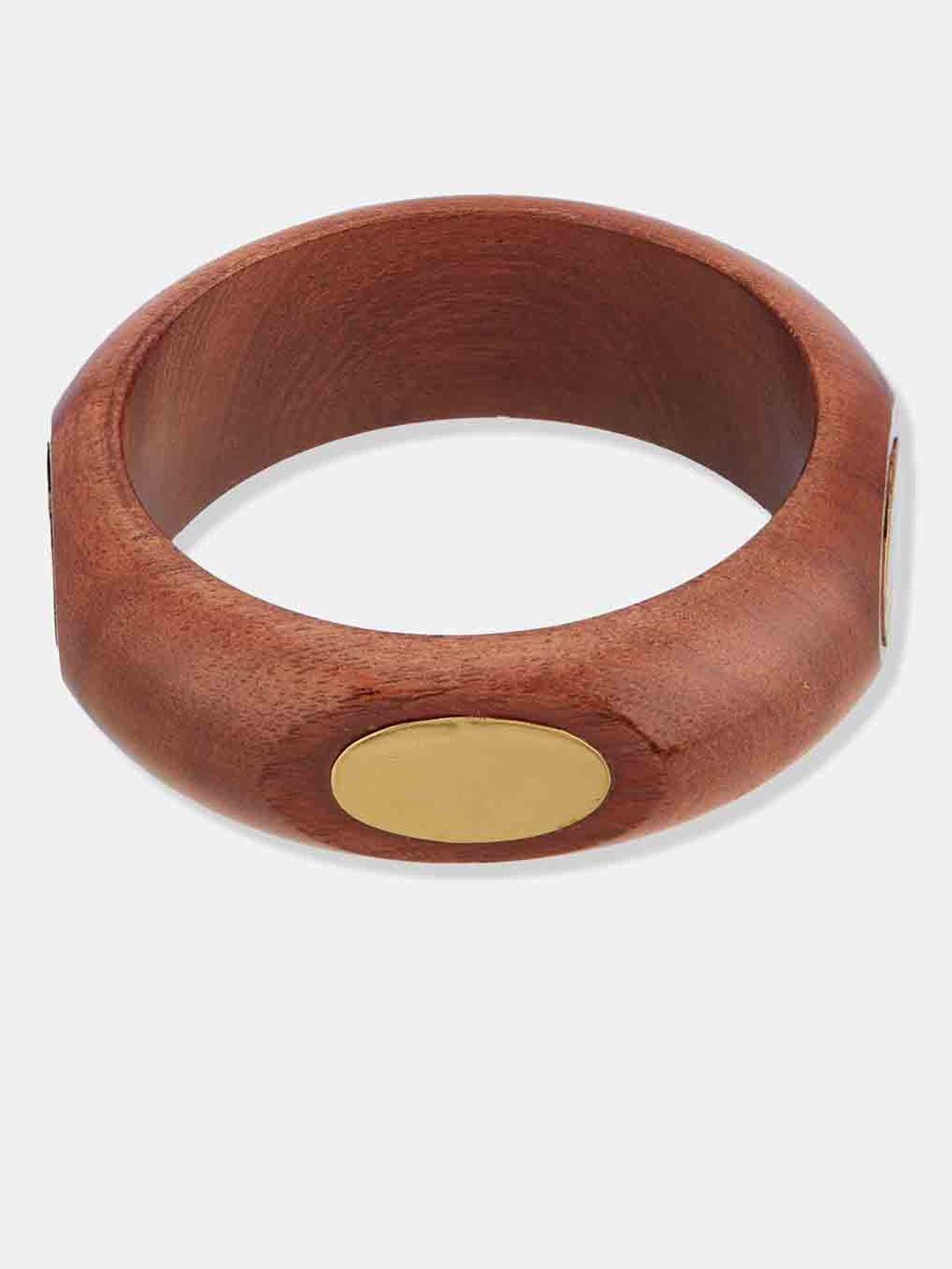 ATIBELLE Set of 4 Gold Plated Wooden Bangles