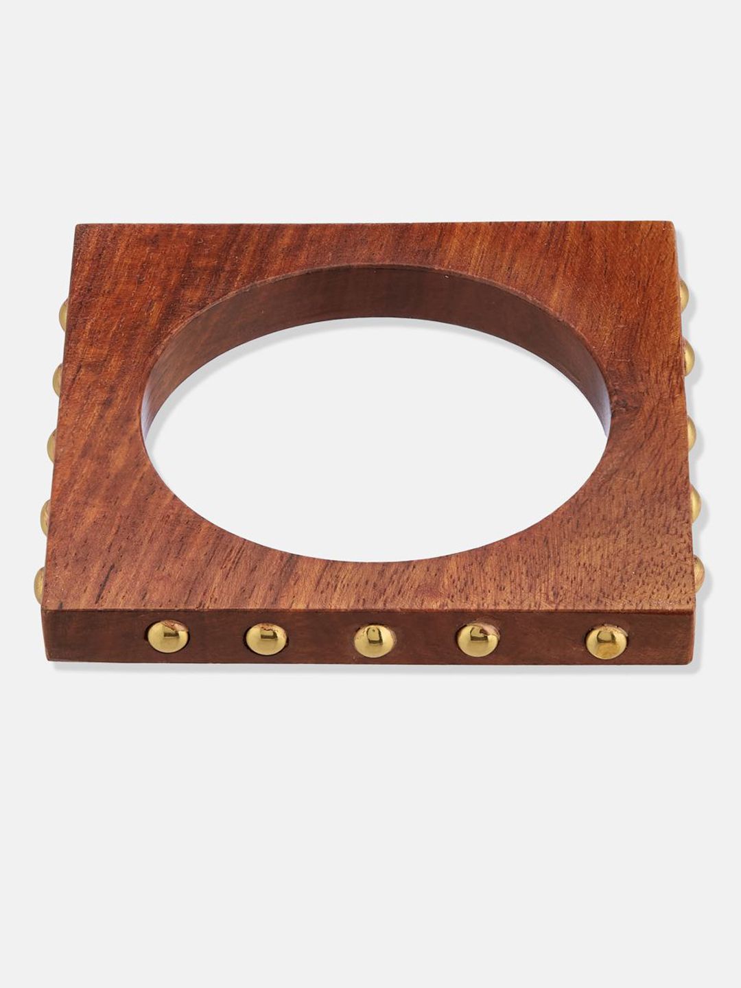 ATIBELLE Set Of 3 Gold-Plated Beaded & Twisted Shaped Wooden Bangles