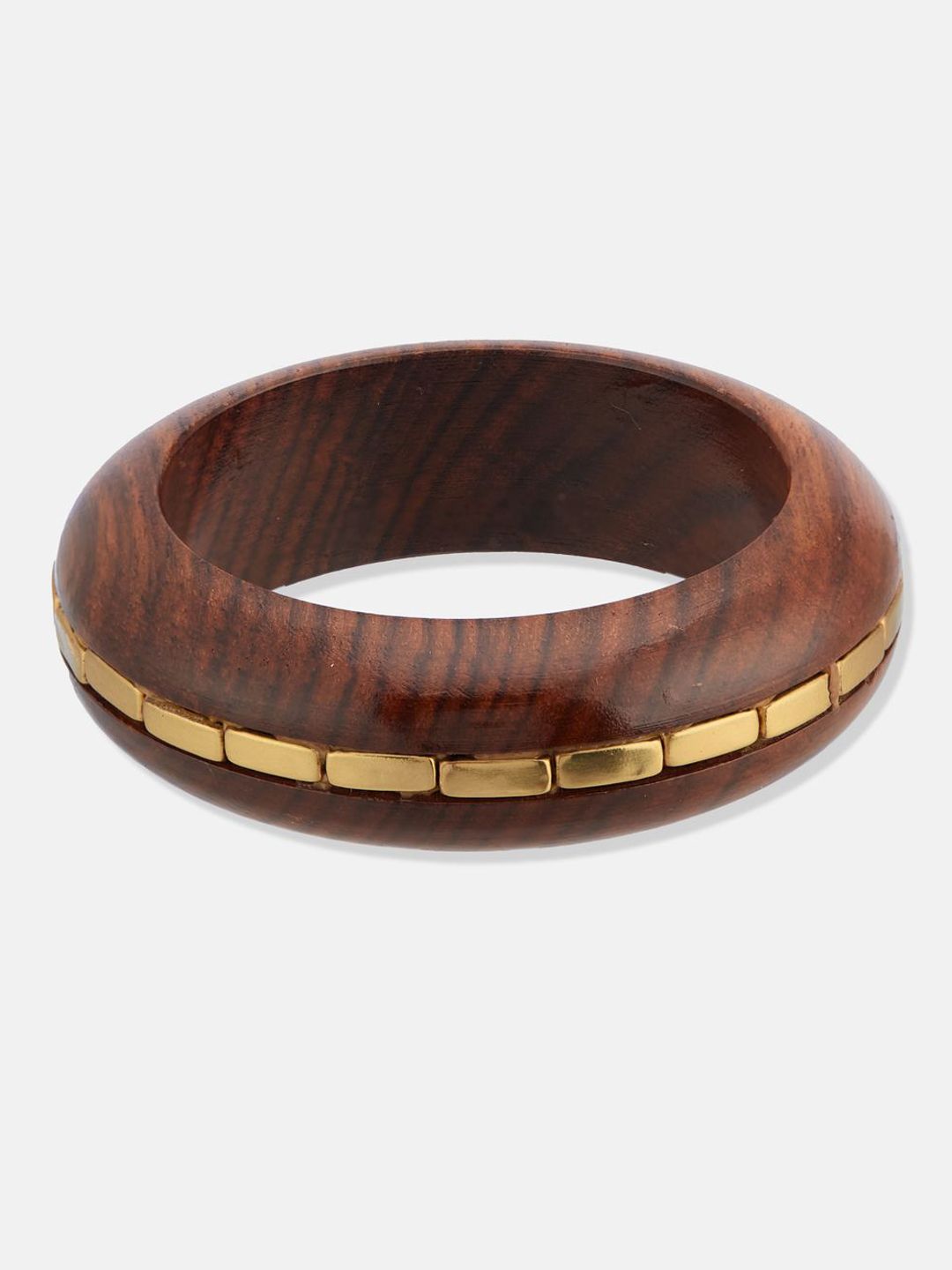 ATIBELLE Set Of 4 Gold-Plated Beaded & Round-Square Twisted Shaped Wooden Bangles