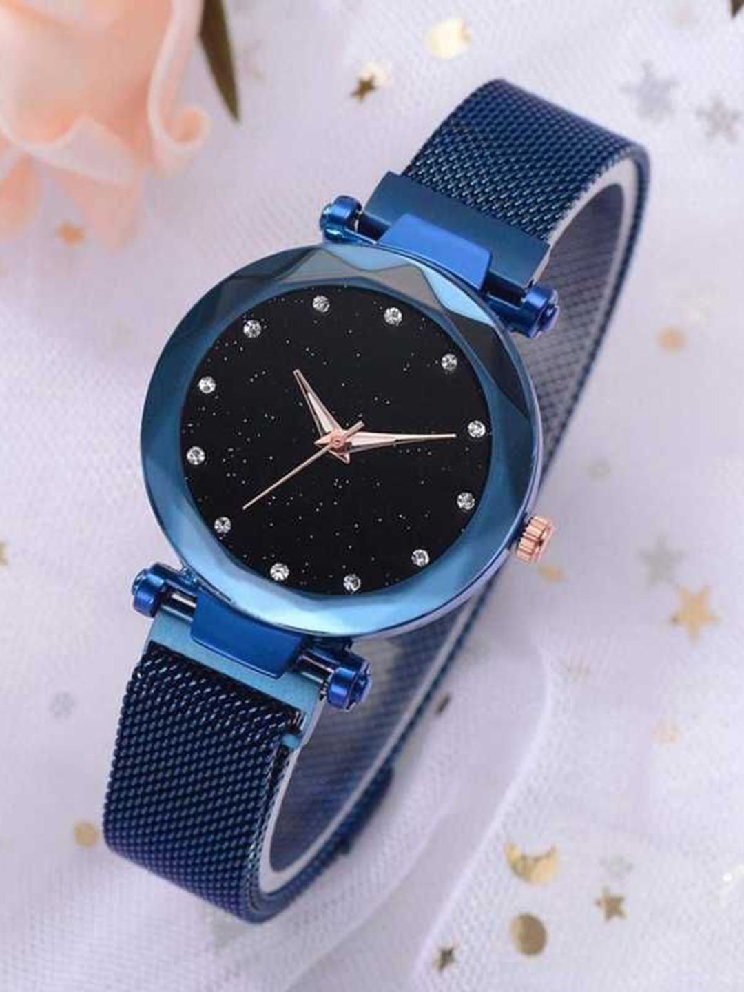 SELLORIA Women Dial & Stainless Steel Bracelet Style Straps Analogue Watch 12Diamnd_ Blue_Magnet-image-23