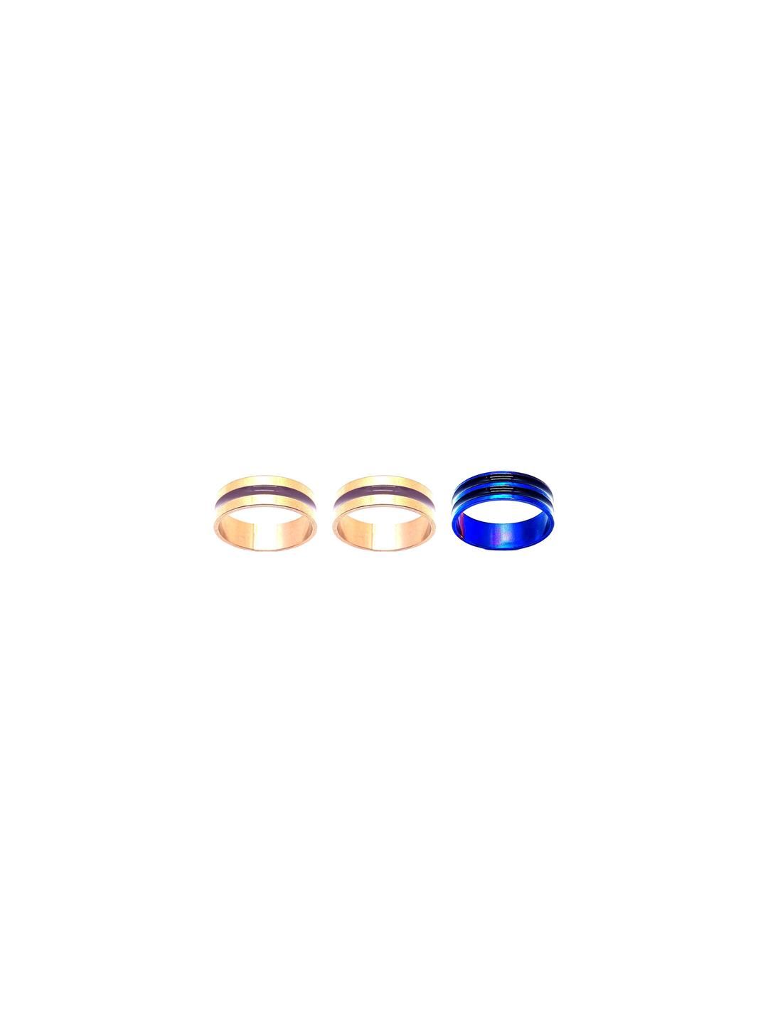 Dynamic Retail Global Set of 3 Rings for Men & Women, Gold-Blue Alloy Ring ()-picture-30