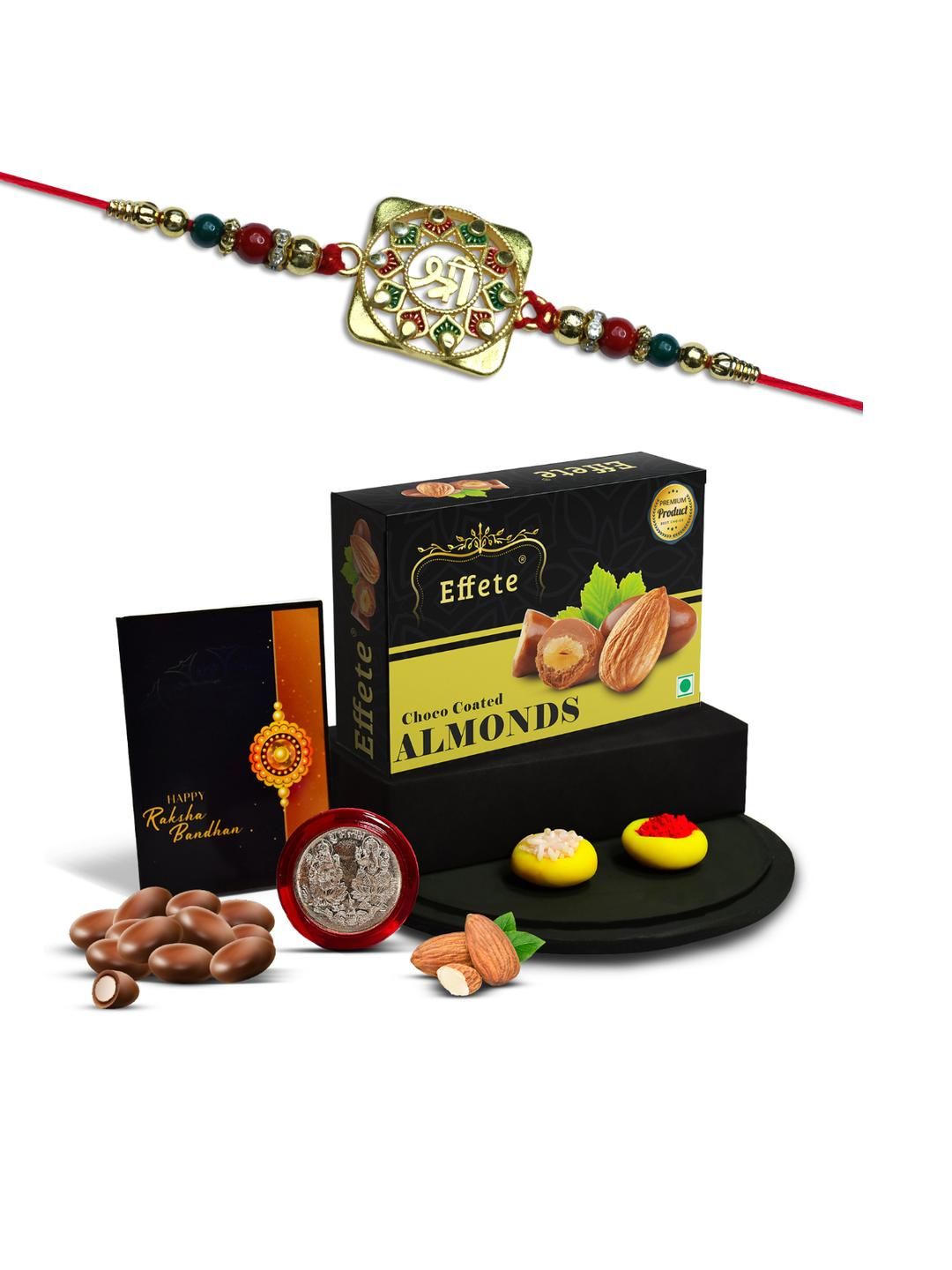 DeoDap Rakhi Roli Chawal Chocolate Coin & Greeting Card Gift Set-image-35