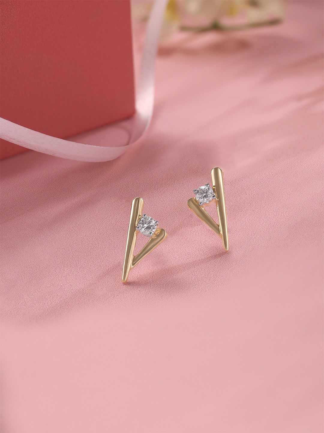 Mia by Tanishq 14 KT Gold Cheeky Sleek Gold Earrings - 1.315 g-picture-33