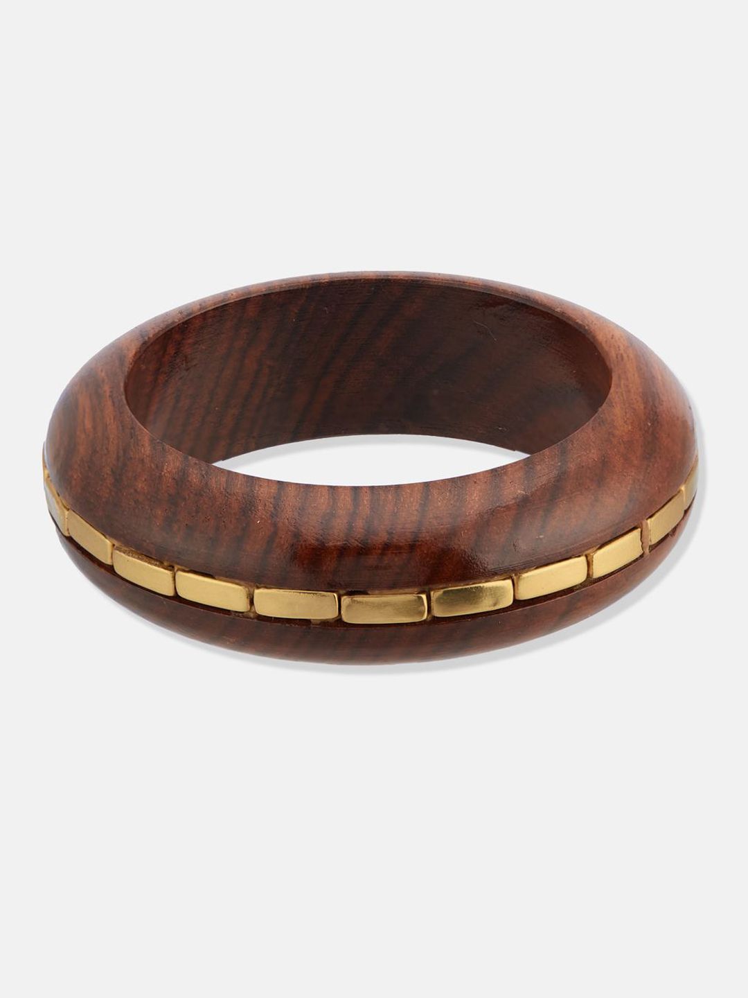 ATIBELLE Set Of 4 Gold-Plated Beaded & Round-Square Twisted Shaped Wooden Bangles
