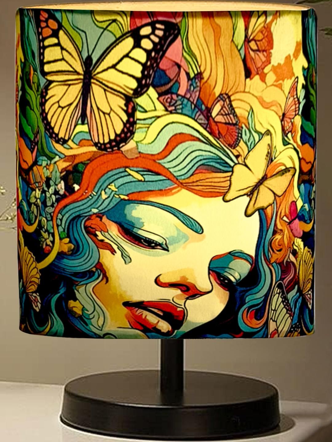 Bedside Table Lamp, LED Modern Nightstand Desk Lamp with Fabric Shade, Reading Nightstand Light Bedside Lamp for Bedroom, Living Room, Childrens Room, Office, Black , Butterflies-image-20