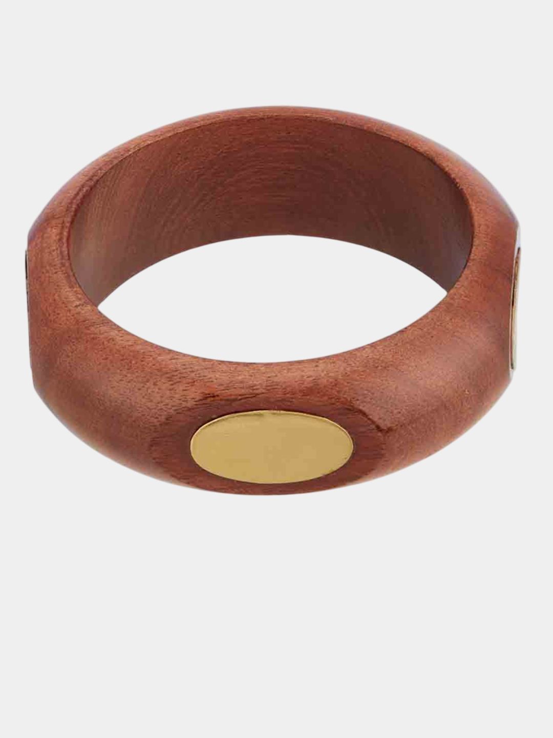 ATIBELLE Set of 4 Gold-Plated Round-Square Twisted Shaped Wooden Bangles
