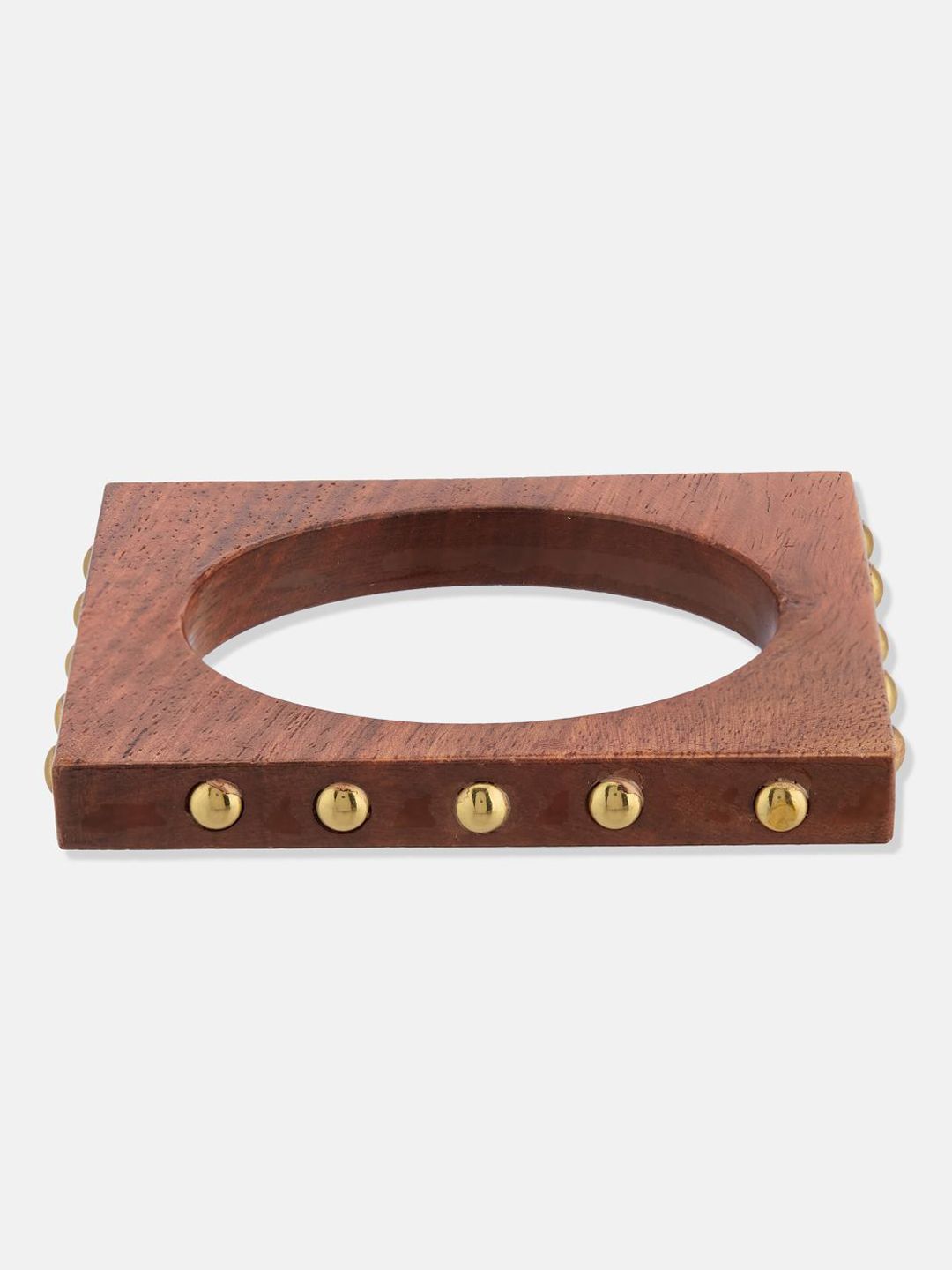 ATIBELLE Set Of 3 Gold-Plated Beaded & Twisted Shaped Wooden Bangles